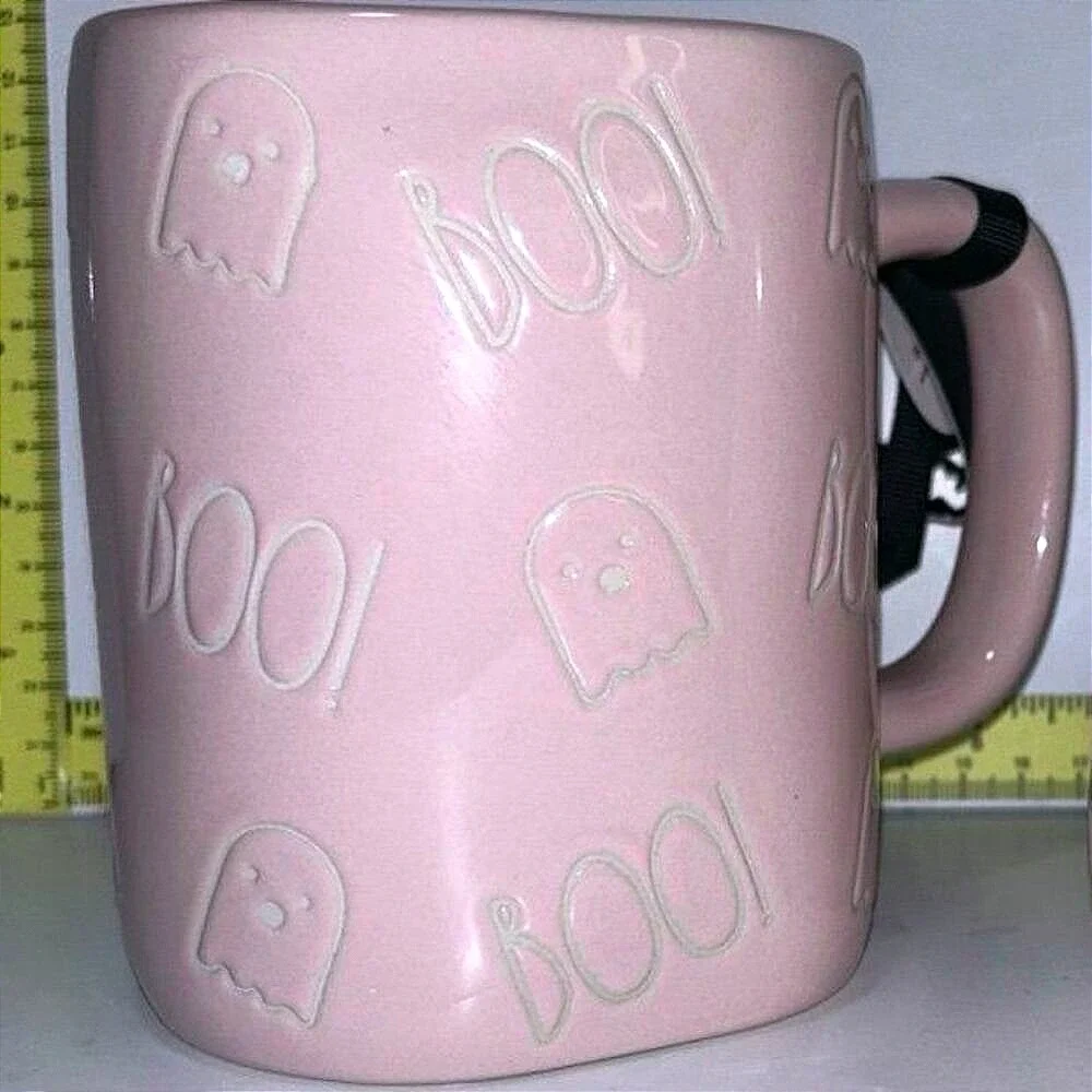NWT Rae Dunn Halloween Large 20oz Coffee Mug‎ Pink Ghosts 